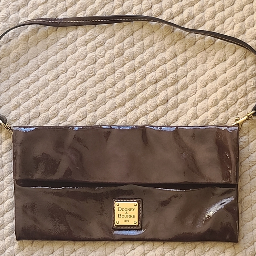Dooney & Bourke Brown Patent Leather Clutch Purse